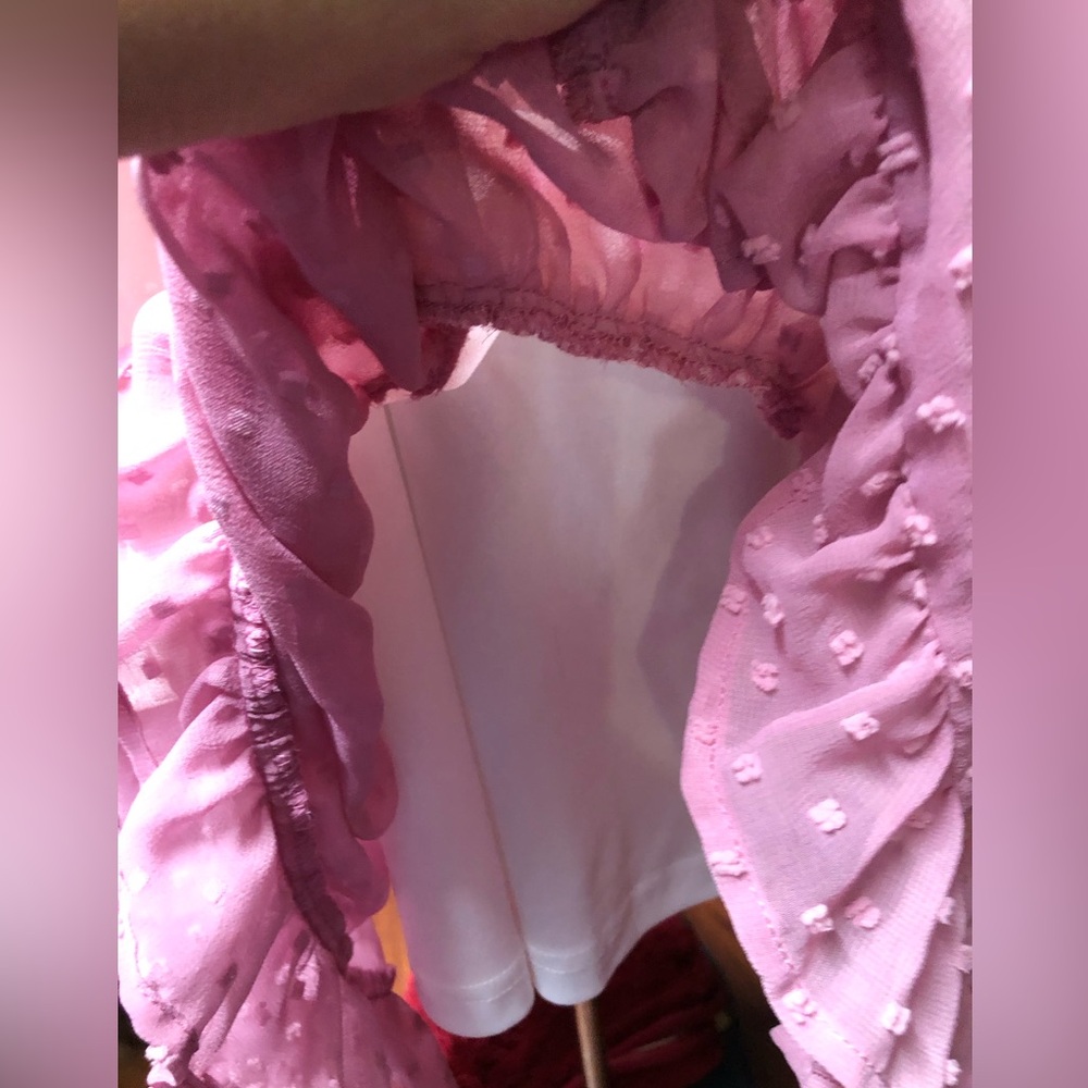 Pink and Cream Ruffled eyelit  Dress - Picture 9 of 15